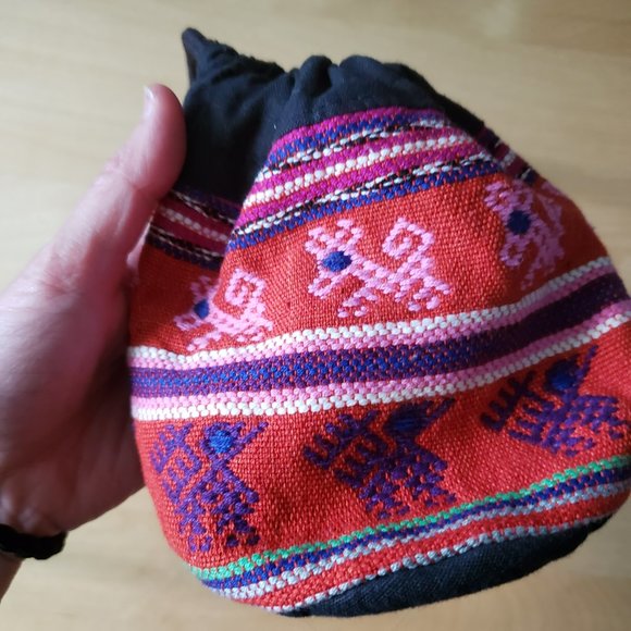 (NWOT) Handmade Peruvian Details Embroidered Drawstring Pouch/ Handbag - Picture 2 of 8